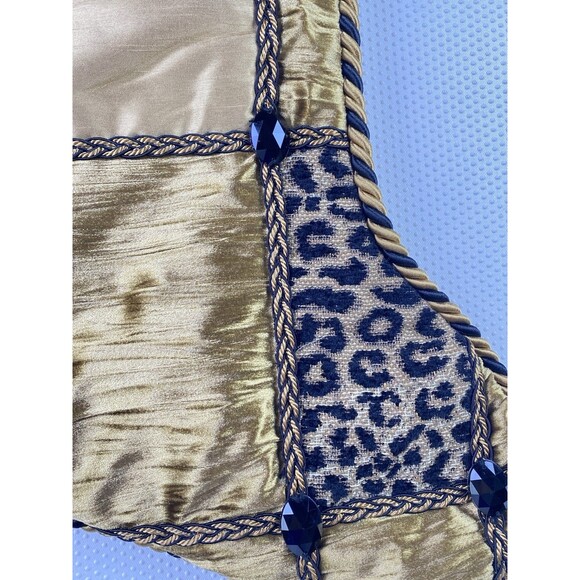 Villa Bacci Leopard Cheetah Animal Print Gold Black Luxury Christmas Stocking - Picture 4 of 11